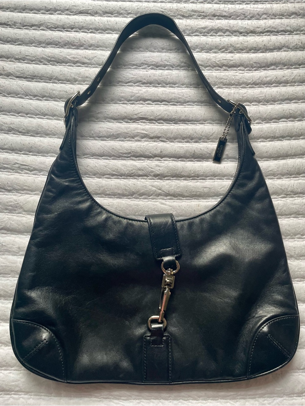 Coach Black Hamptons Clip Hobo Bag